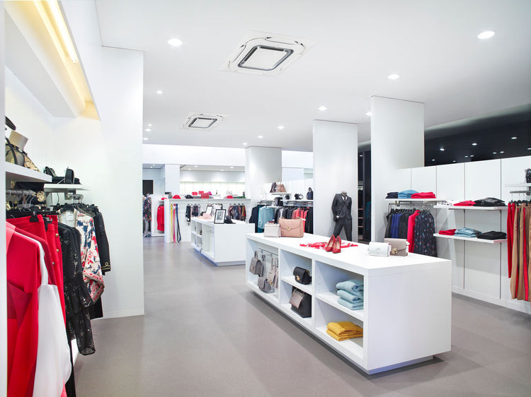 Daikin Round Flow ceiling cassette air conditioners installed in a retail shop